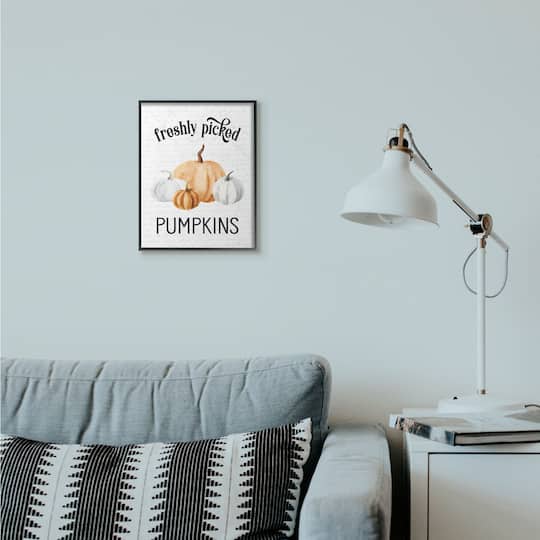 Stupell Industries Freshly Picked Pumpkins Print with Black Frame Wall Accent